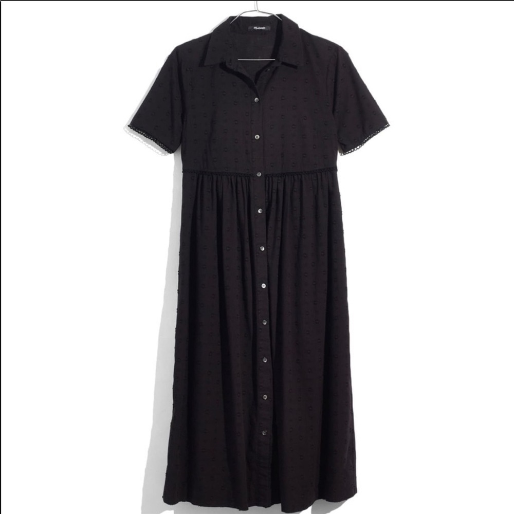 Madewell Black Clipdot Midi Shirtdress w. Slip